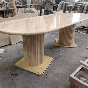 Table ovale en travertin poli blanc de style moderne TMZ OEM/ODM, Turquie, taille et épaisseur personnalisées, projets hôteliers - Product Image 2