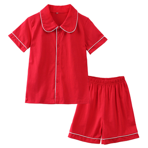 Pigiama Estivo in Cotone per Bambini e Bambine, Set Rosso con Maglietta a Maniche Corte e <span class=keywords><strong>Pantaloncini</strong></span>, Morbido e Traspirante, Set da Notte 2 Pezzi - Product Image 3