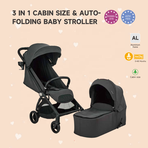 Cochecito de Bebé Plegable y Desmontable 3 en 1, <span class=keywords><strong>Silla</strong></span> de Auto para Niños, Carrito de Paseo para Recién Nacidos, OEM ODM - Product Image 2