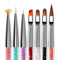 Ensemble de 7 pinceaux pour nail art, pinceaux professionnels en acrylique pour ongles, kit de pinceaux pour ongles