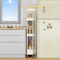 Chariot de rangement compact en acier au carbone à 2 niveaux pour cuisine, chariot roulant organisateur peu encombrant, vente en gros
