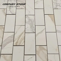 Centurymosaic Mosaïque de carreaux de marbre Calacatta Gold en pierre naturelle, style « Subway », pour crédence de cuisine, revêtement mural et sol