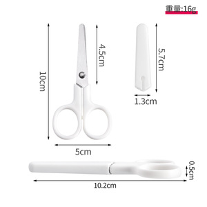 White Mini Scissors Stainless Steel 10cm With Protective Cap For <b>Kids</b> Craft Use - Product Image 3