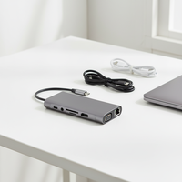 Station d'accueil Type-C 11in1 avec interface HDTV + VGA et fonction de lecteur de carte, adaptée à l'extension de l'interface ordinateur portable Type-C