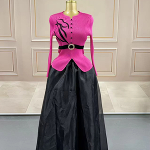 Conjunto de Falda y Pantalones Cortos de Gasa con Pliegues Florales para Mujer, Talla Grande, Casual, Transpirable y Antiestático, 2 Piezas - Product Image 1