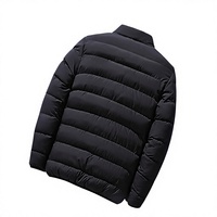 Blouson Bomber Matelassé Noir Automne Manches Longues Col Montant Imperméable Décontracté Rembourrage Polyester Fermeture Éclair