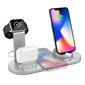 15W dock evrensel 3 Qi şarj 4 6 1 hızlı şarj standı şarj kablosuz şarj istasyonu iPhone AirPods IWatch telefon