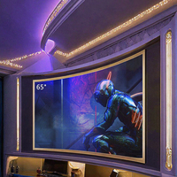 TV LED Android Smart 65 inci 4K UHD Layar Lengkung, Layar HDR, Koneksi WiFi, TV Layar Lengkung untuk Grosir