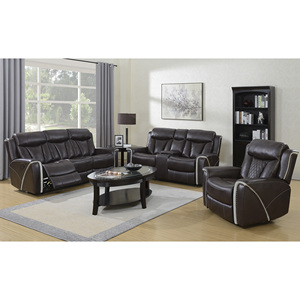 Conjunto de Sofás Reclinables Eléctricos Modernos 1+2+3, Tapizado en Cuero Sintético, Extensible, con Estructura de Madera Antigua, Función de Masaje y Refrigeración, Muebles para Sala de Estar - Product Image 4