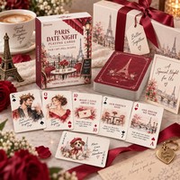 Cartes à jouer personnalisées écologiques et recyclables pour la Saint-Valentin, pour des rendez-vous romantiques et des jeux de boisson - Portraits personnalisés, boîte personnalisée