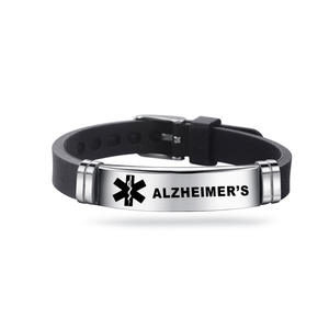 2024 personnalisé nouveau hommes gravable diabète épilepsie ALZHEIMER ALLERGIE caoutchouc Silicone alerte médicale Bracelet bijoux - Product Image 6