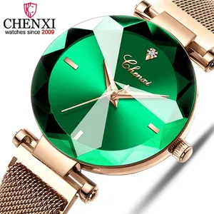 CHENXI Fashion 4 colori Gem Cut Geometry Crystal fashion Ladies orologi al quarzo orologio da donna orologio da donna CX-309