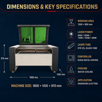 Graveur de découpe laser CO2 1300x900mm 80W 100W avec tube en verre EFR pour contreplaqué acrylique et fabrication de panneaux