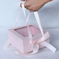 Boîte cadeau en stock avec boîte cadeau à main carrée transparente fenêtre en PVC pour emballage cosmétique