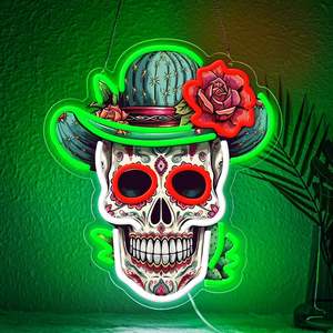 Letrero de Neón del Día de los Muertos, Calavera Mexicana, Luz LED de Neón para Decoración del Hogar y Bar, Halloween, Día de Muertos - Product Image 1