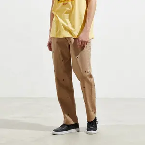 Celana Lurus Pria, Celana Chino Logo Bordir Seluruhnya Celana Panjang Pria Kustom