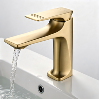 Robinet de salle de bain doré en nickel brossé, mitigeur monocommande pour lavabo, à poser sur le comptoir
