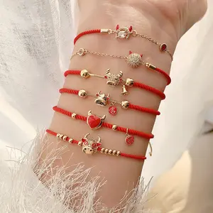 Zodiaco cinese Anno di Bue Anno Rosso Corda Sorella Braccialetto Del Braccialetto di Amicizia Braccialetto Fortunato <span class=keywords><strong>Fortuna</strong></span> <span class=keywords><strong>Braccialetti</strong></span> Registrabili - Product Image 1