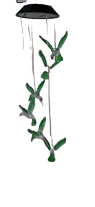 Impermeable Multicolor Lámpara colgante de viento con energía solar forma de colibrí LED para jardín al aire libre - Product Image 2