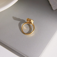 Bague ouverte en or avec zircon taille poire pour femme, bijou élégant, cadeau, étanche, hypoallergénique, style affirmé, usage quotidien, charme