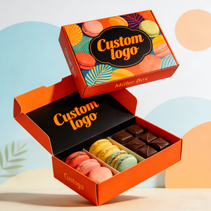 Boîtes d'emballage pour plateaux à biscuits, macarons, chocolats personnalisés, présentoirs à <span class=keywords><strong>pâtisserie</strong></span> en papier avec couvercle, design multi-compartiments, séparateurs - Product Image 5