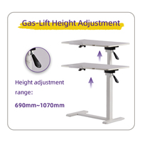 Table de chevet réglable en hauteur pneumatique, table d'appoint mobile pour ordinateur portable, plateau inclinable en forme de C, table d'appoint de canapé, table de chevet d'hôpital