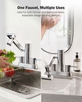 Robinet de cuisine à double poignée avec filtre intégré, 1080 °   Rotation et 360° °   Aérateur pivotant SS304