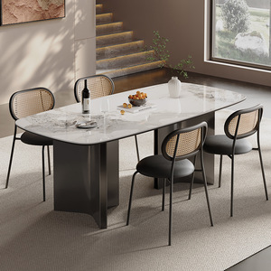 Liquidation Spéciale : Table à Manger Moderne en Pierre Frittée de Foshan, Style Minimaliste Italien, pour Restaurant et Mobilier de Maison, Idéale pour Petits Appartements - Product Image 2