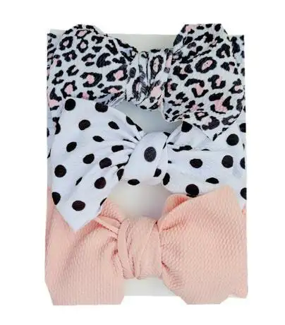 3Pcs/Set Cute Flower Bowknot Baby Girl Headband Elastic Bowknot Headband Cotton Wide Turban Newborn Waffle Fabric Headband