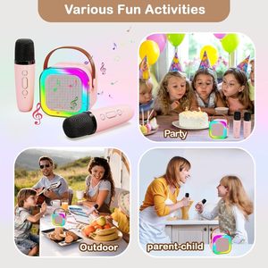 Nueva Máquina de Karaoke Portátil K12 con 1-2 Micrófonos Inalámbricos, Altavoz HiFi para Cantar en Familia, Regalo para Niños, Hecha de Plástico - Product Image 5