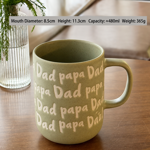 Vintage Speckled Glaze Ceramic Mug Embossed <strong>Mum</strong> Dad Letter Stoneware Coffe Cup Couple Matching Drinkware for Family Gift - Product Image 5