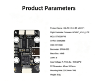Contrôleur de vol HGLRC H743 8S MINI V1 avec ESC 60A 4-en-1 6S 8 bits MINI ESC 20*20mm pour drone de course FPV