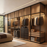 Armoire de chambre à coucher moderne, dressing de luxe, placard avec grand miroir pour la maison, villa, chambre à coucher, rangement