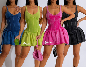 Logotipo personalizado sin mangas espalda descubierta arco corsé plisado mujeres vestido al por mayor Casual estampado fiesta Mini vestido Y2K ropa - Product Image 1