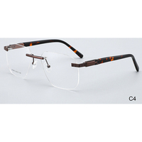 Haoya W25601 Monturas de Gafas Metálicas Unisex, Montura Óptica sin Aro, Diseño de Moda, Logotipo Personalizado, para Todas las Formas de Rostro