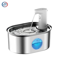 Fontaine à eau pour chat DRH 3.2L en acier inoxydable, pompe sans fil, fontaine à eau intelligente pour chat, distributeur d'eau automatique rechargeable pour animaux de compagnie