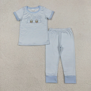 Conjunto de Pijama de Pascua para Niñas con Bordado de Conejito y Rayas Rosas - Product Image 2