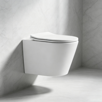 WC suspendu mural pour hôtel, cuvette de toilettes à chasse d'eau Tornado, siphon en P, cuvette ronde suspendue au mur