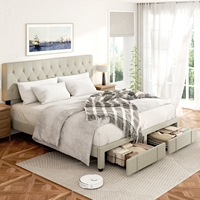 Cama con plataforma ajustable y almacenamiento en cajones que ahorra espacio, ideal para la planificación eficiente del suelo en villas. Servicio de etiquetado MOQ.