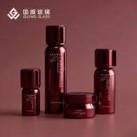 Ensemble de flacons cosmétiques en verre rouge dégradé personnalisables, cylindriques, 30g 50g 100ml 130ml, pour lotion, sérum, crème