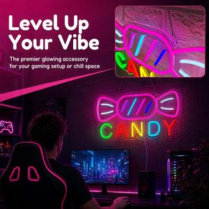 Halloween Candy Letreros Neon LED dimmable USB powered ambient <b>light</b> store <b>window</b> decoration <b>light</b> street indicator <b>light</b> 5V - Product Image 3