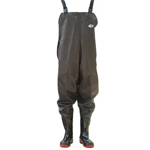热拼接防水连身裤和雨靴拼接水裤和养殖业专用水涉水裤和靴子