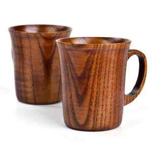 Elegant Wooden Mugs <b>Set</b> With Natural Grain Texture Smooth Finish And Sturdy Handle Perfect For <b>Serving</b> <b>Beverages</b> - Product Image 2