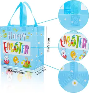 Non Woven Bag With Handle Gift Snack Bag, Reusable Waterproof For Gift Wrapping Easter Party Supplies