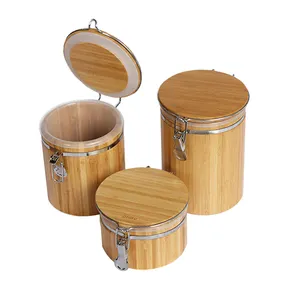 Large High Borosilicate Glass Storage/ Sealed Pots/ Jars With Bamboo Wood Lid