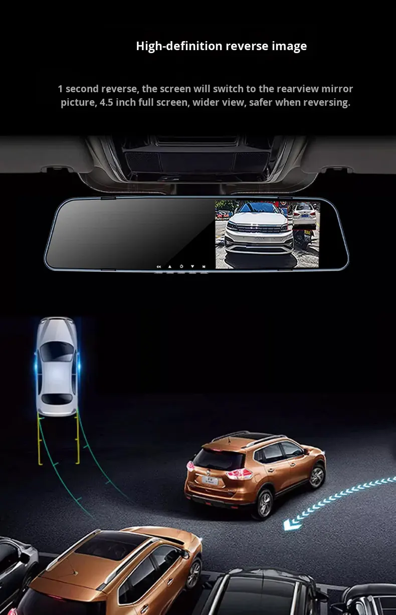 Caméra avant et arrière double objectif haute définition de 4,5 pouces