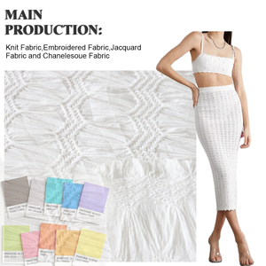 Tela elástica de poliéster sólido de Jacquard blanco de punto de alta calidad con patrón personalizado Nuevo diseño - Product Image 1