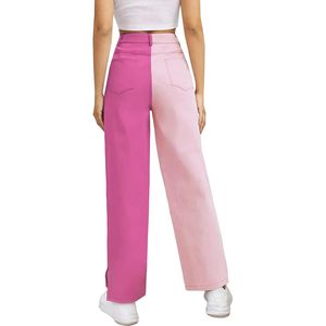 2025 pantalones vaqueros rectos de pierna ancha elásticos Y2K de cintura alta para mujer, pantalones vaqueros informales transpirables para novio, pantalones vaqueros holgados estampados - Product Image 3