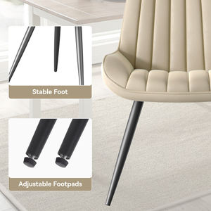 Chaise de salle à manger ergonomique moderne à nervures, revêtement en tissu haut de gamme, imperméable, coussinets de pieds réglables, confortable pour l'extérieur - Product Image 5