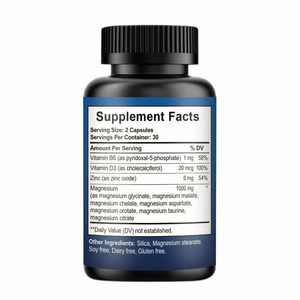 Complément Complexe 7-en-1 de <span class=keywords><strong>Magnésium</strong></span> en Capsules avec Zinc, <span class=keywords><strong>Vitamine</strong></span> D3, <span class=keywords><strong>B6</strong></span> pour le Sommeil, le Soutien Musculaire et la Réduction du Stress – Capsules de <span class=keywords><strong>Magnésium</strong></span> 1000mg - Product Image 4
